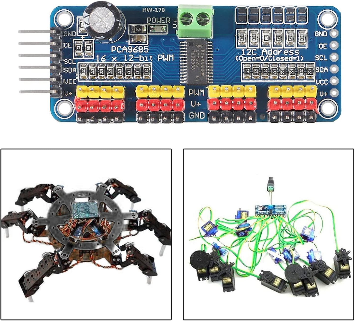 Servo Motor Driver Board I2C IIC Module CA9685 16 Channel 12 Bit PWM