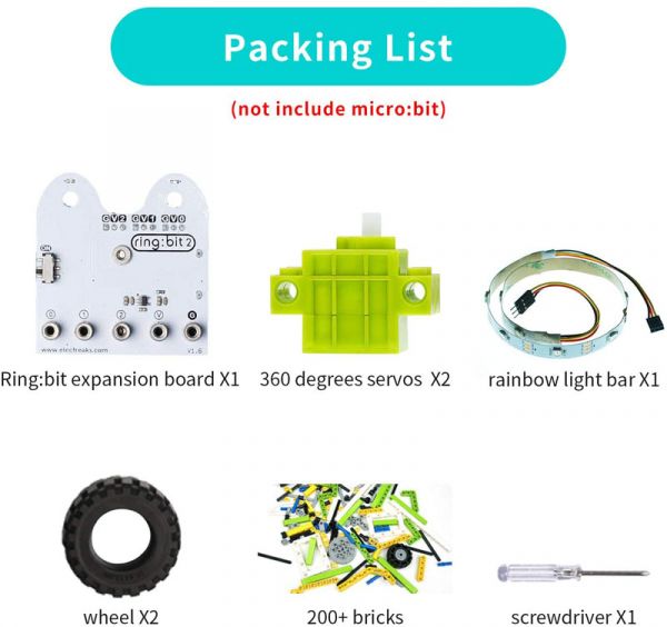 micro:bit Smart Cutebot without micro:bit  Ring:bit Bricks Pack